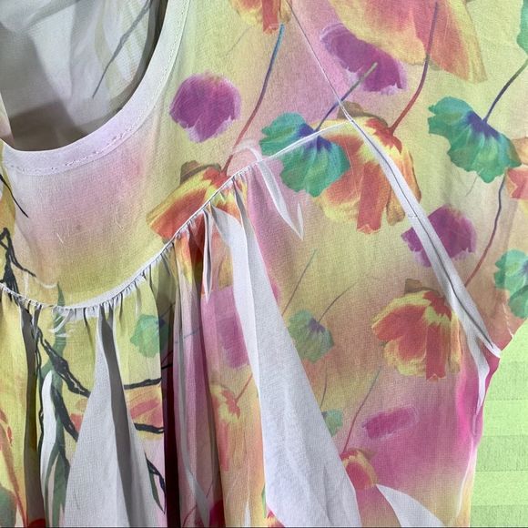 Daniel Benjamin Sheer Silky Floral Top Size L - Picture 5 of 6